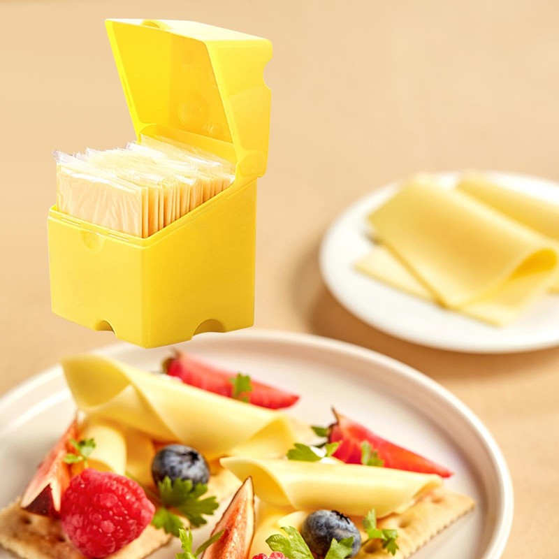 Contenedor de rebanadas de queso, caja de queso con tapa,