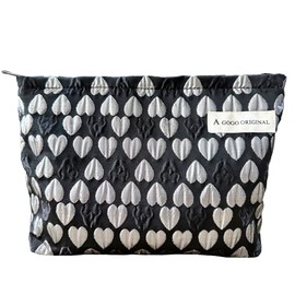 Leisofter Makeup Bag, Large Capacity Cosmetic Bag Floral Makeup Bag, Travel Bag Makeup Purse Toiletry Storage Bag for Women, Heart-black, One size