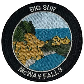 Big Sur McWay Falls 3.5" Embroidered Patch DIY Iron or Sew-on Decorative Souvenir Applique Explore Wander Nature Wildlife Wolf Hike Trek Camping Mountains Stars Moon Paw Print National Park Scout
