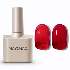 MAYCHAO 15ML Jelly Red Gel Nail Polish 1Pc Sheer Red Gel Polish Soak Off UV LED Transparent Nail Polish Nail Art Starter Manicure Salon DIY at Home, 0.5 OZ