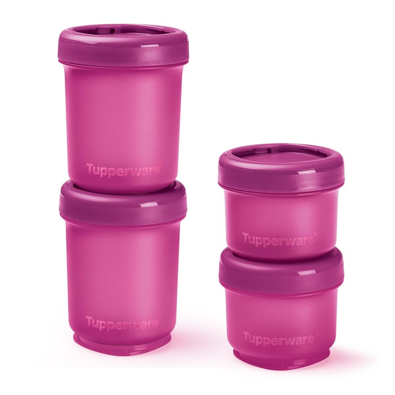 Tupperware Set Contenedores para Snack 8 piezas Morado Rojo