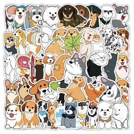 50Pcs Pieces Cute Dog Stickers Puppy Decals Waterproof Vinyl Gifts for Laptop, Water Bottle,Phone, Luggage, Teens Adults Kids Boys Girls Birthday Party Supplies Decoration