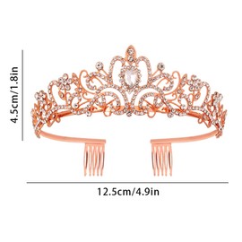 Rose Gold Birthday Crown Sash Girls Ladies Birthday Decoration Rhinestone Birthday Tiara Princess Crown Crystal Queen Tiara Birthday Sash Birthday Decoration Party Clothing Accessories, Style 1,