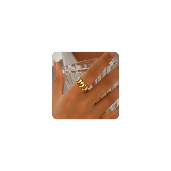 JotCa 18K Gold Plated Stacking Rings for Women Adjustable Dainty