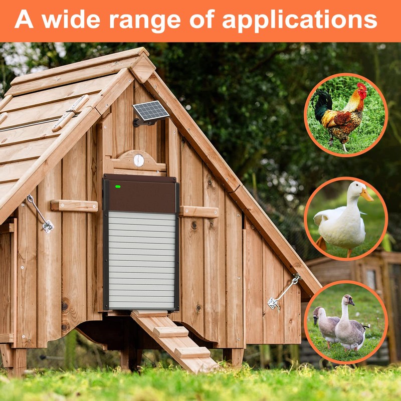 Automatic Chicken Coop Door Solar Powered - Opener Aluminum Auto