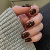 Dark Brown Press on Nails Medium Short Square,Xcreando Glue on