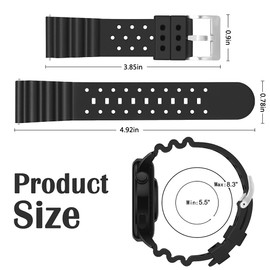JIEANTE Silicone Watch Bands 20mm 22mm 24mm Quick Release Rubber Watch Bands for Men and women(Black/Silver buckle, 22mm)