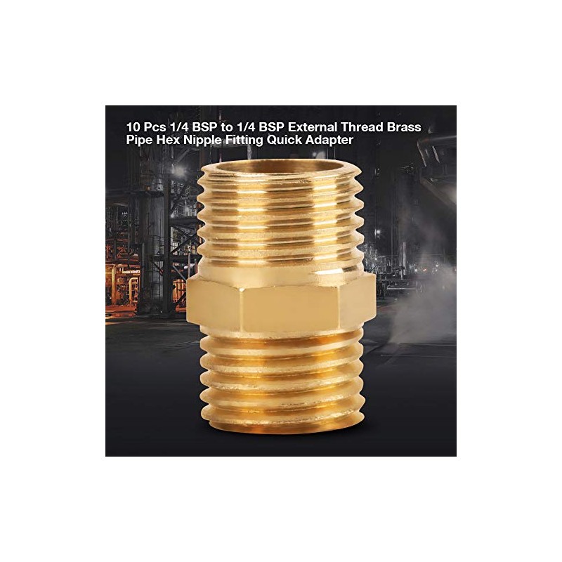 10 Pieces 1/4 BSP to 1/4 BSP Male Thread Brass