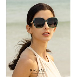 KALIYADI Polarized Sunglasses Womens Trendy Square Ladies Sun Glasses Classic Shades Sparkling Frame UV400 Protection(Gradient Purple)