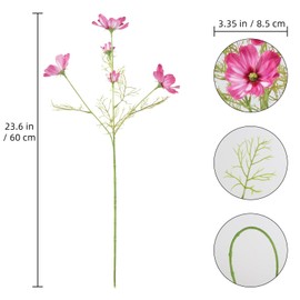 IPOPU Hot Pink Wildflowers Artificial Flowers 8Pcs Daisy Silk Flowers Home Decor 40 Heads Faux Cosmos for Bouquet DIY Vase Living Room Bathroom