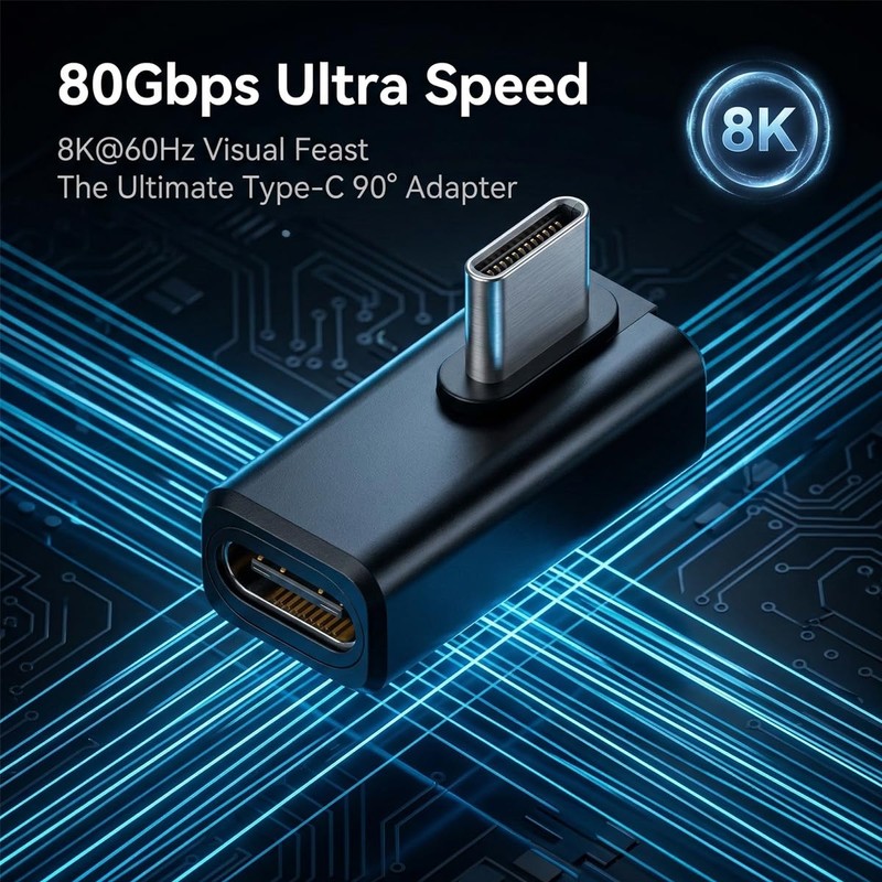 80Gbps USB C Right Angle Adapter, 240W PD Fast Charging