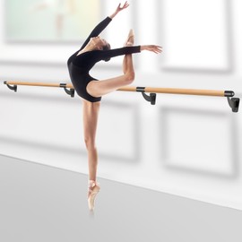 SELEWARE Ballet Barre for Drywall Stud & Concrete Wall Mount Wood Ballet Bar Dance Bar Traditional Ballet Barre System for Home Barre Movements Body Stretch 1.5 inch Dia 12 ft Long