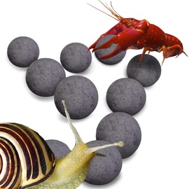 SunGrow Snail and Crayfish Energy Balls, Enhance Color, Calcium-Rich Gray Pearls for Invertebrates, Aquarium Décor with Beneficial Elements, 20-Pieces per Pack