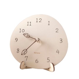 Mini Mongle Pebble Silent Clock with Stand, "Natural" [Banana Workshop] Table Clock, Wall Clock, Silent, 6.5 x 6.5 x 1.4 inches (16.5 x 16.5 x 3.5 cm), 4.3 oz (115 g), Lightweight, Wood Grain, Clock,