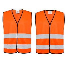Pack of 2 Kids High Visibility Hi Viz Safety Vest Top Hi Vis Baby Waistcoat Children Yellow Reflective Vest (Orange, 10-12 Years)