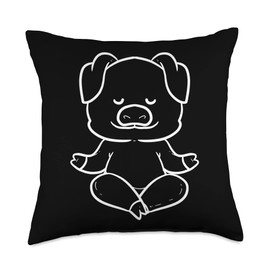 Cute Pig Yoga Memory, Mental Clarity Cute Pig Yoga Enthusiast Throw Pillow, 18x18, Multicolor
