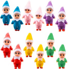 Haconba 12 Pack Mini Christmas Elf Dolls Plush Small Elf Baby Dolls Stocking Stuffers Party Supplies