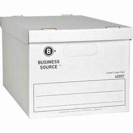 Business Source Lorell File Storage Box with Lid, 15" x 12" x 10", Corrugated, Holds Letters and Legal Documents