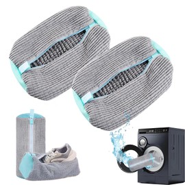 2 Pack Shoe Washing Machine Bag Shoe Washing Bag Shoe Mesh Laundry Bags Shoe Bags for Travel Reusable Shoe Cleaning Bag for All Shoe Sizes (Grey)