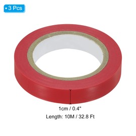 PATIKIL 32.8Ft Grip Finishing Tape, 3 Pack PVC Racquet Finishing Tapes Racket Accessories Sticky Seal for Tennis Badminton, Red