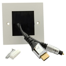 kenable BLACK BRUSH Faceplate for Cable Exit/Wall Outlet UK Single Gang White [White Single]