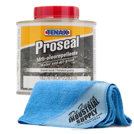 Tenax Proseal Granite Sealer, Marble Sealer, & Stone Sealer - 250mL - 16x16 Microfiber Cloth - Bundle - 2 Items