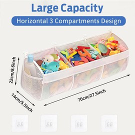 Bath Toy Storage, Bath Toy Hanging Organiser Bag, Bath Toy Mesh Bag, Storage and Sorting of Toys, Ideal for Baths
