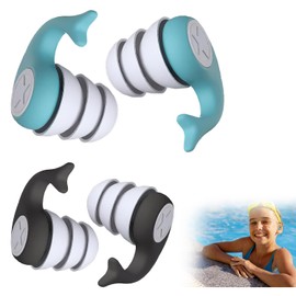 2 Pairs of Adult Floating Earplugs, Waterproof Ear Plugs Swimming, Reusable Soft Floating Earplugs Perfect for Surfing, Diving, Pool, Showers (Black & Blue)