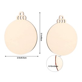30PCS Wooden Christmas Ornaments Round Wooden Baubles Wood Slice Blank Wooden Embellishments Wood Pendants with String for Xmas Tree Decoration DIY Crafts