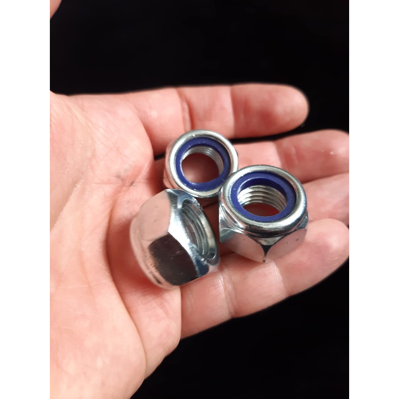 M16 Locking Nyloc Hex Nut 16mm Metal Steel Sheet Zinc