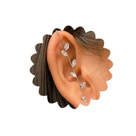 Fanquility Vintage Ear Wrap Crawler Hook Earrings Crystal Long Piercing Star-Shape Lightning Bolt Exaggerate Wrap Climber Earrings Gold Silver Cz Ear Cuff Earrings for Women (Style4)