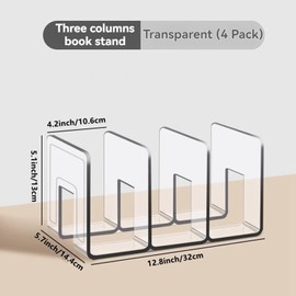MHXWNHA 4PCS 3 Sections (Wide 4.2inch) Wallet Organizer for Closet, Handbag Storage, Bookshelves, Bag Organizer, Acrylic Desktop File Organizer, Desktop Accessories Organizer (Clear)