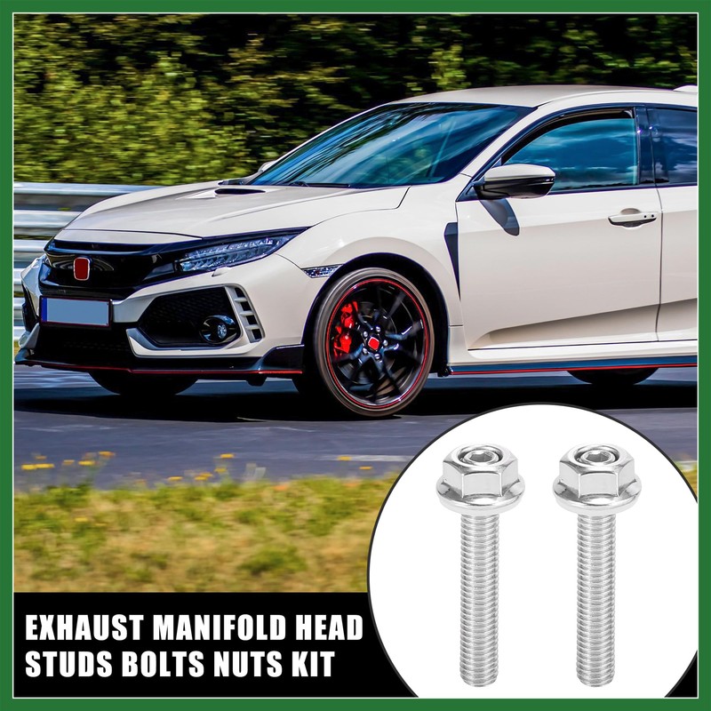 Motoforti 10pcs Stainless Steel Exhaust Manifold Bolt Stud Hardware for