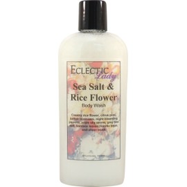 Eclectic Lady Liquid Pearl Body Wash - Sea Salt and Rice Flower Scent 3-in-1 Use For Bubble Bath, Hand Soap & Body Wash, Phthalate-Free Sea Salt and Rice Flower Fragrance, Handcrafted in USA (8 oz)