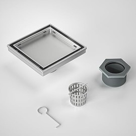 Bochni Shower Drain 6"*6" Brushed 304 Stainless Steel | Fast Drainage | Tile Inserted | Stainless Floor Drain Grate | Hair Strainer | Drain Key | The Upgrade for Your Bathroom