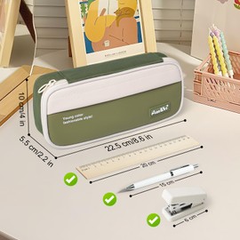 Aen Art Pencil Pouch, Big Capacity Waterproof Pencil Case, Sturdy Stationery Pen Bag for Students Teens Adults (Green)