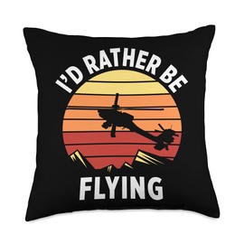 Airborne Fly Air Traffic Airscrew Rotorcraft Gift Vintage Helicopter Pilot Aviator Flying Aircraft Throw Pillow, 18x18, Multicolor