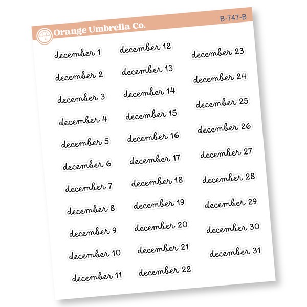 Dates of the Month Planner Stickers and Labels | FC16