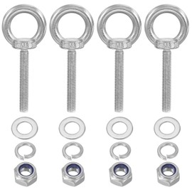 PATIKIL M8 x 50 mm Eye Bolt with Nut, Pack of 4 304 Stainless Steel Lifting Shoulder Eye Bolt Lift Thread Screws for Hanging, Silver