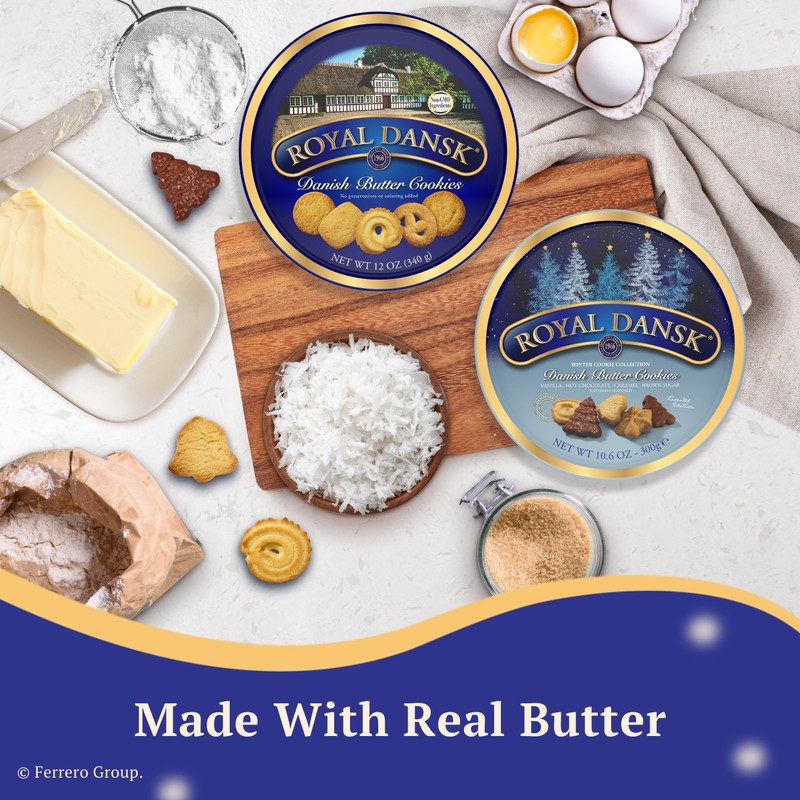 Royal Dansk Danish Butter Cookies, Holiday Cookie 4 Pack, Gift