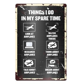Vintage Airplane Lover Decor Pilot Gifts for Aviation Lovers Airman Airplane Art Wall Army Home Office Decoration Man Cave Adults Boys Toddlers Room Metal Sign 8x12 Inches Things I Do in My Spare Time