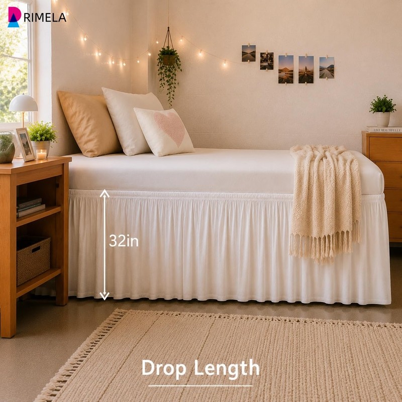 RIMELA College Dorm Bed Skirt Twin XL 36 Inch Drop,