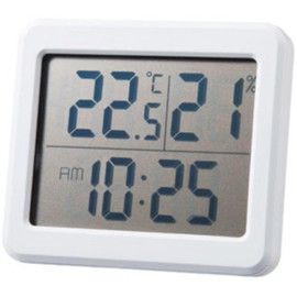 Marutatsu Thermometer/Hygrometer, Table Clock, Digital Clock, Simple, Easy to Read Large Letters, Magnet, Fridge, Wall Hanging, Easy to Read Numbers, Heatstroke Prevention, White, 2.8 x 3.1 inches (7