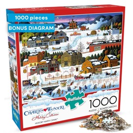 Buffalo Games - Hickory Haven Canal - Charles Wysocki - 1000 Piece Christmas Jigsaw Puzzle for Adults - Festive Winter Holiday Puzzles - Precision Cut Pieces and Bonus Poster