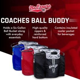 No Errors Ball Buddy Baseball Coaches Bag - Heavy Duty Baseball Equipment Bag for Coaches with Built-in Cooler - Holds 6 Gallon Bucket of Balls and Coaching Equipment (Royal Blue)