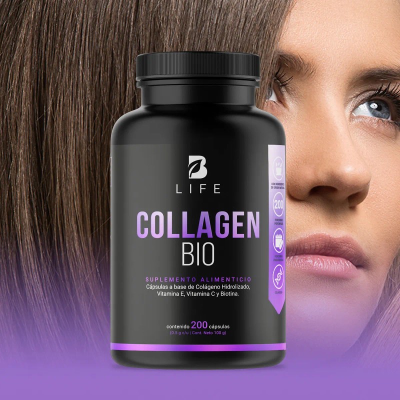 Biotina, Colágeno Y Vitamina E 200 Cápsulas B Life.