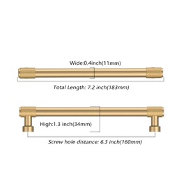 Asidrama 10 Pack 6.3 Inch(160mm) Champagne Bronze Cabinet Pulls Knurled Cabinet Handles Cupboard Handles Kitchen Cabinet Hardware for Cupboard Drawer Pulls 4518