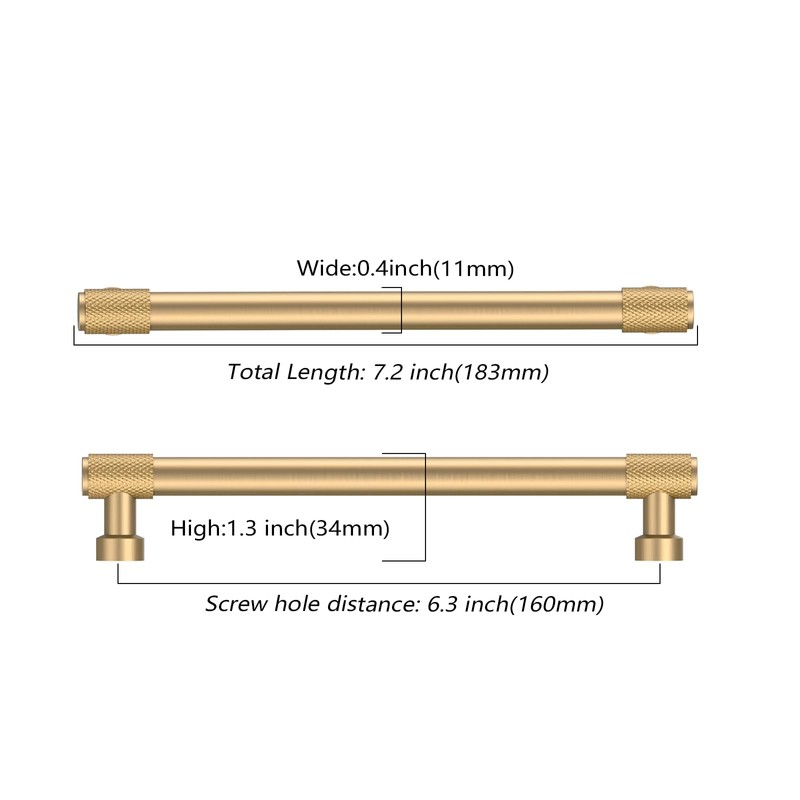 Asidrama 10 Pack 6.3 Inch(160mm) Champagne Bronze Cabinet Pulls Knurled