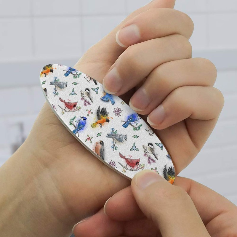 Northeastern Birds Pattern Double-Sided Oval Nail File Emery Board Set