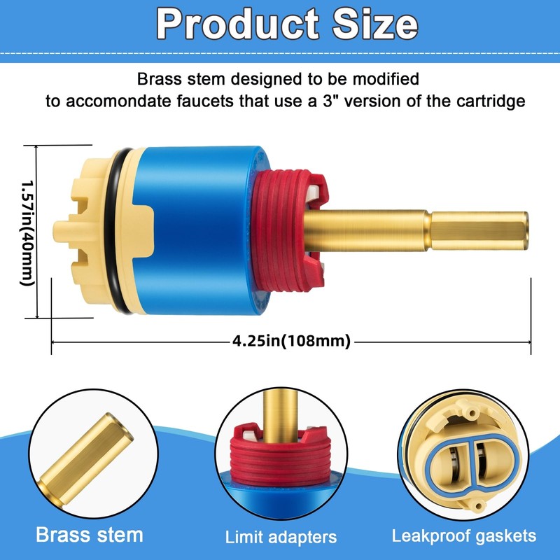JH02BJ (HL-40) 4.25" Pressure Balance Ceramic Cartridge, Shower Cartridge Replacement,